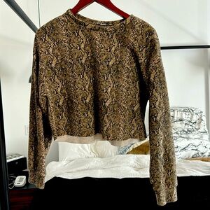 Zara cropped snakeskin sweatshirt